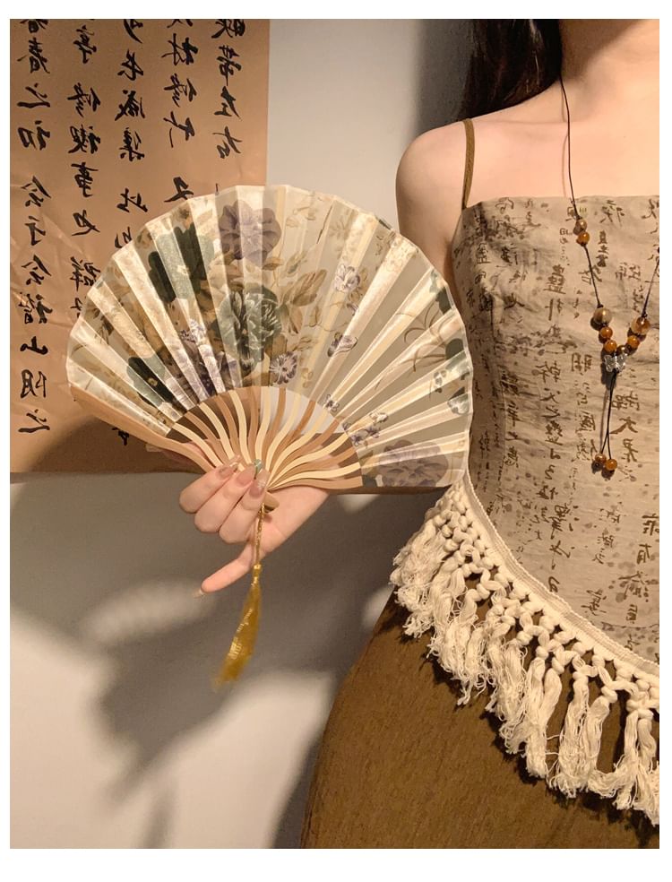 Foldable Designs) Print Fan (Various Hand Bamboo