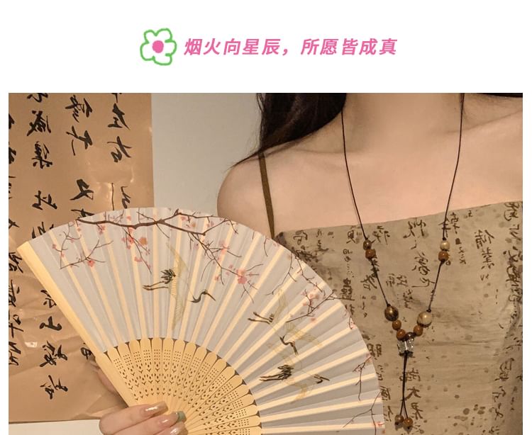 Foldable Designs) Print Fan (Various Hand Bamboo