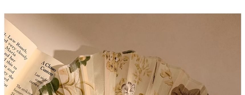 Foldable Designs) Print Fan (Various Hand Bamboo