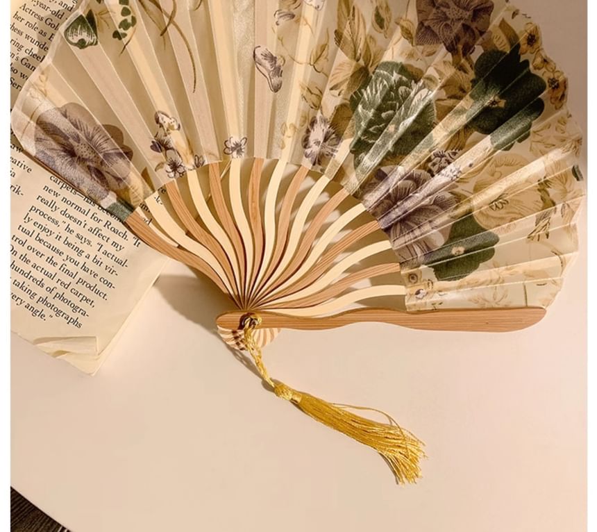 Foldable Designs) Print Fan (Various Hand Bamboo