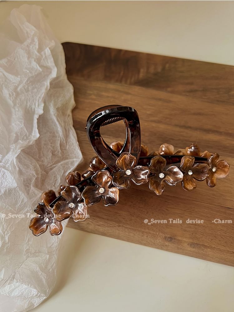 Rhinestone Floral Claw Hair