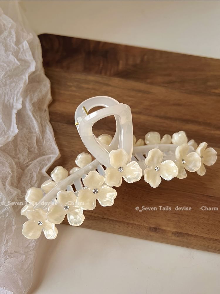 Rhinestone Floral Claw Hair