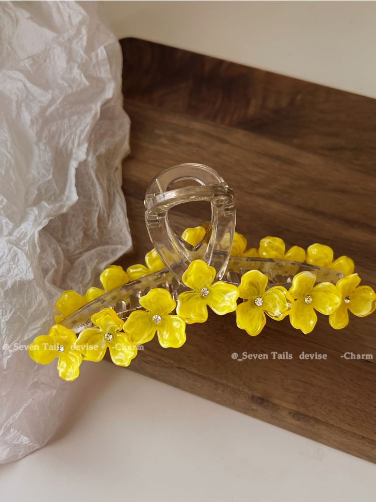 Rhinestone Floral Claw Hair