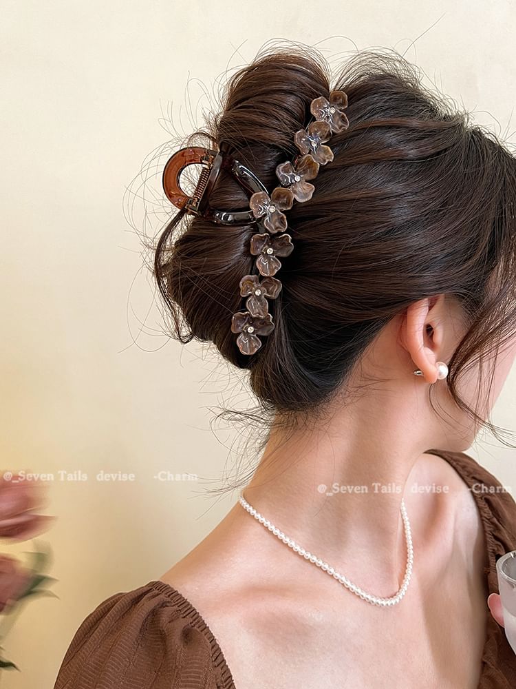 Rhinestone Floral Claw Hair