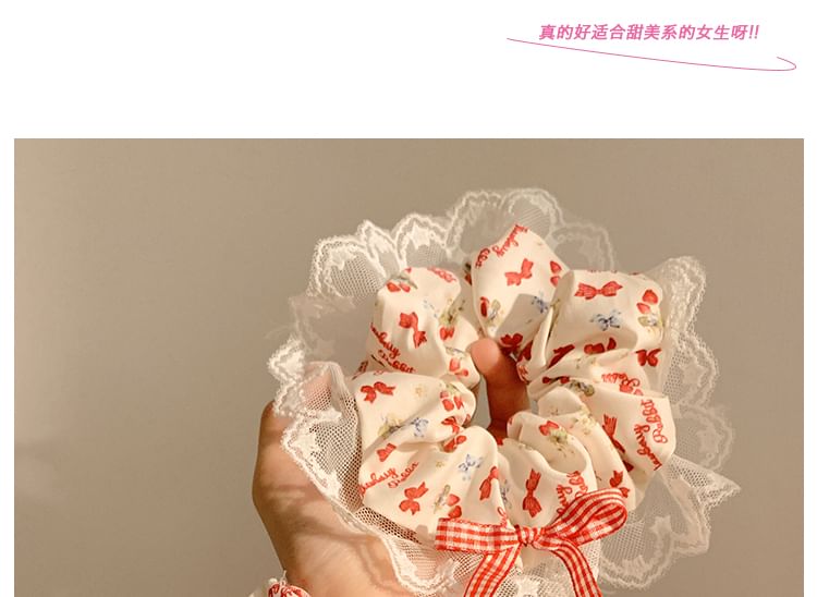 (Various Cherry Floral / Lace Designs) Trim Bandana Scrunchie