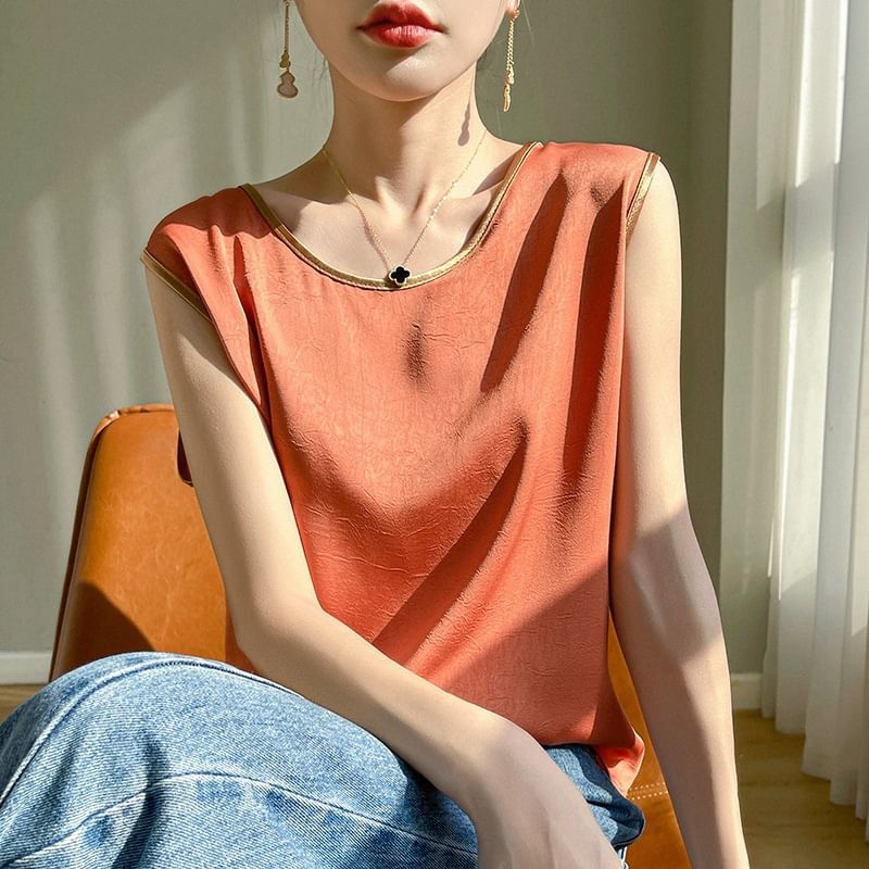 Crewneck Plain Crop Tank Top