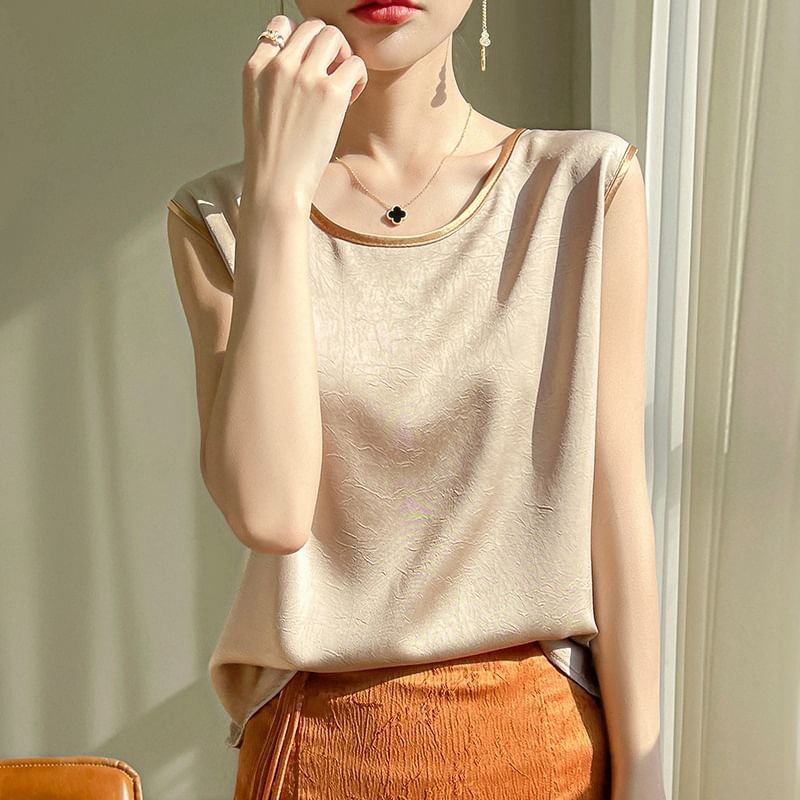 Crewneck Plain Crop Tank Top