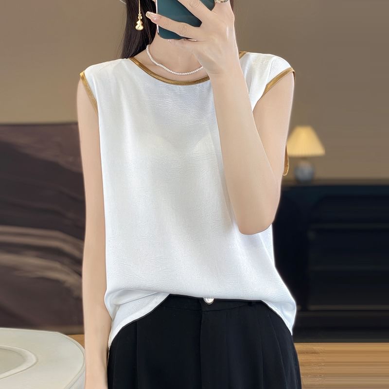 Crewneck Plain Crop Tank Top