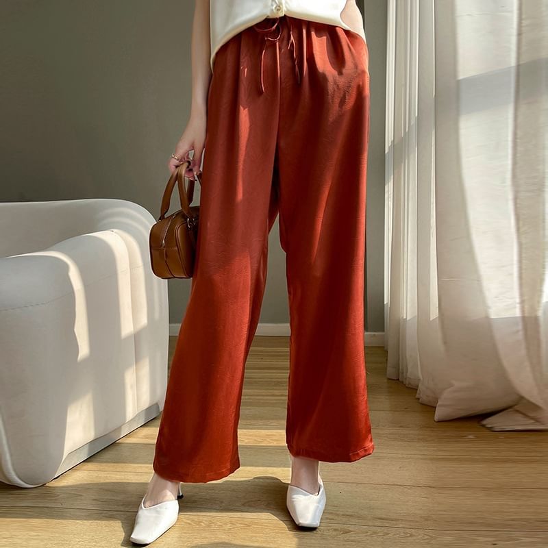 High Waist Plain Wide Leg Pants