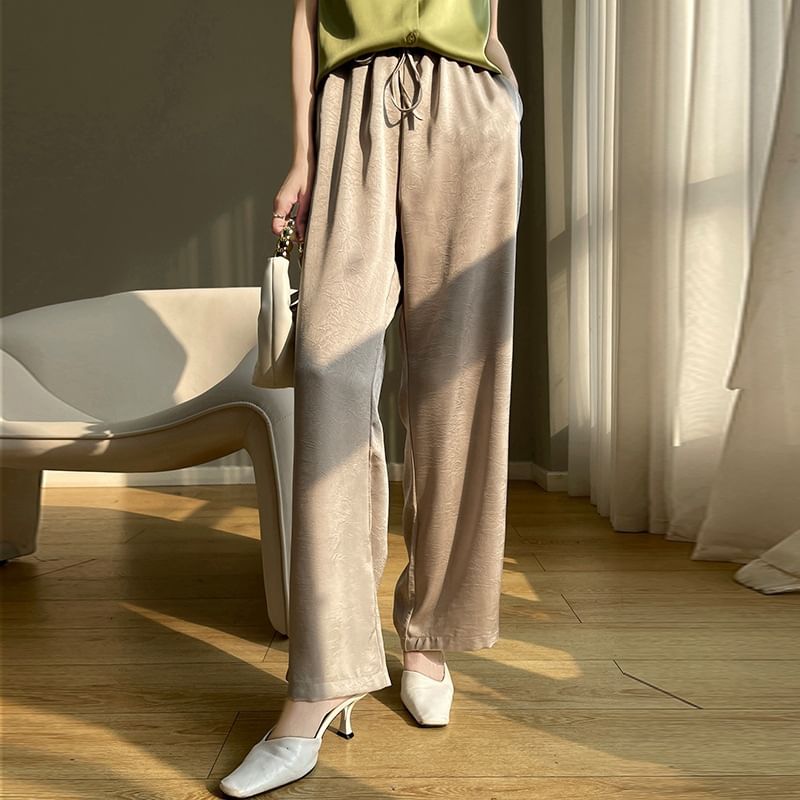 High Waist Plain Wide Leg Pants