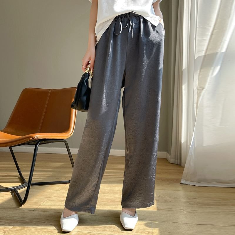 High Waist Plain Wide Leg Pants