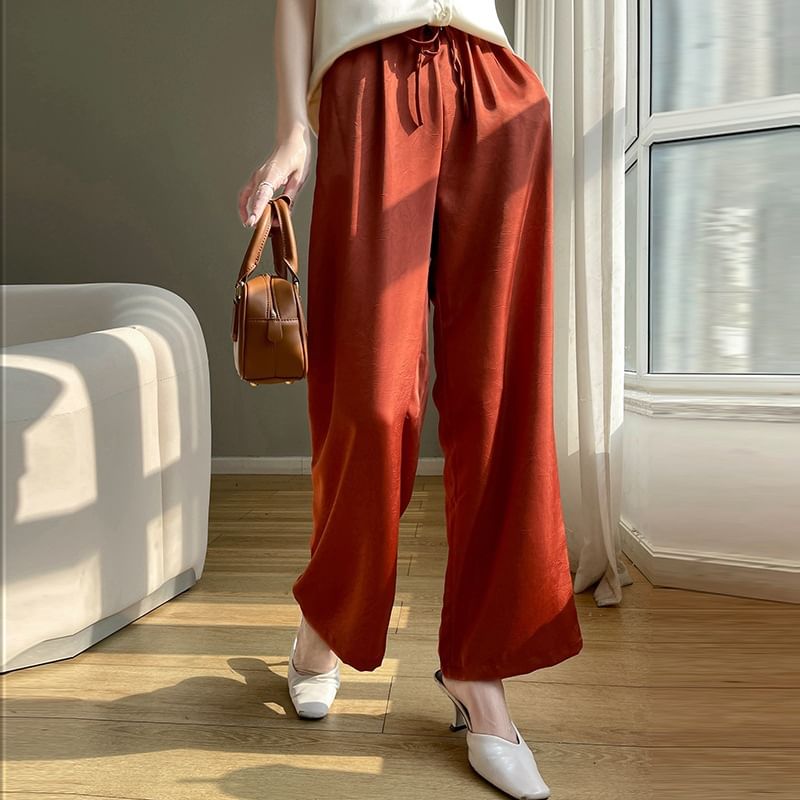 High Waist Plain Wide Leg Pants