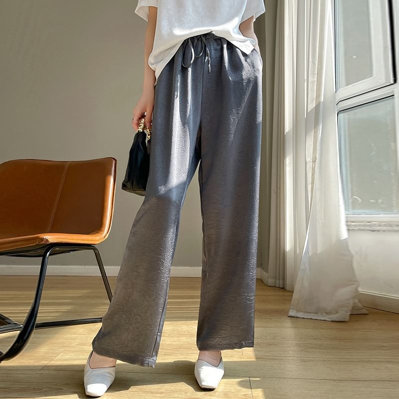 High Waist Plain Wide Leg Pants