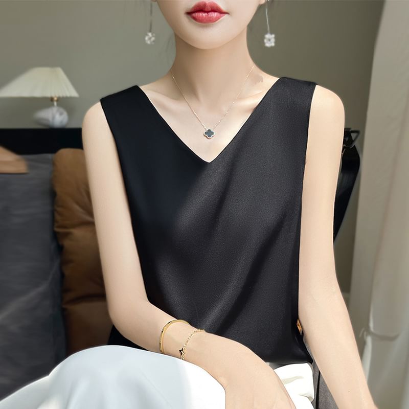 V-Neck Plain Tank Top
