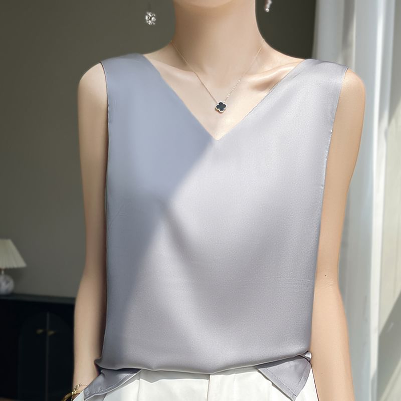 V-Neck Plain Tank Top