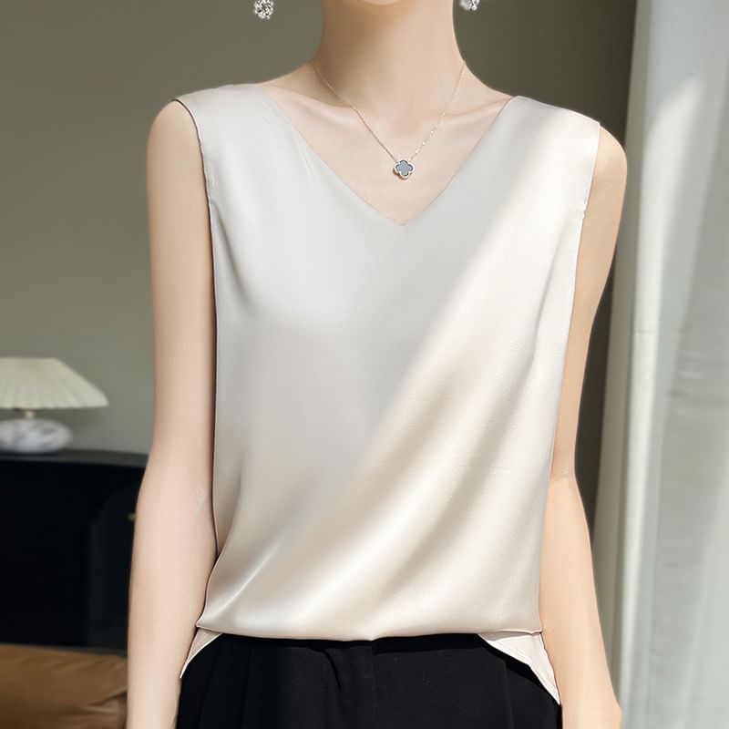 V-Neck Plain Tank Top
