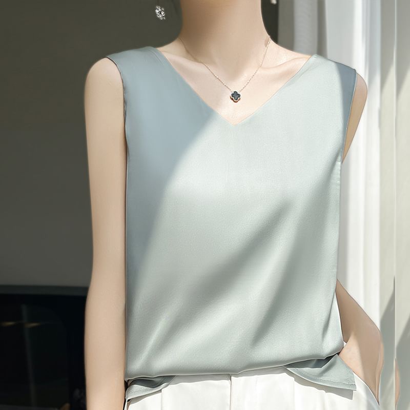 V-Neck Plain Tank Top