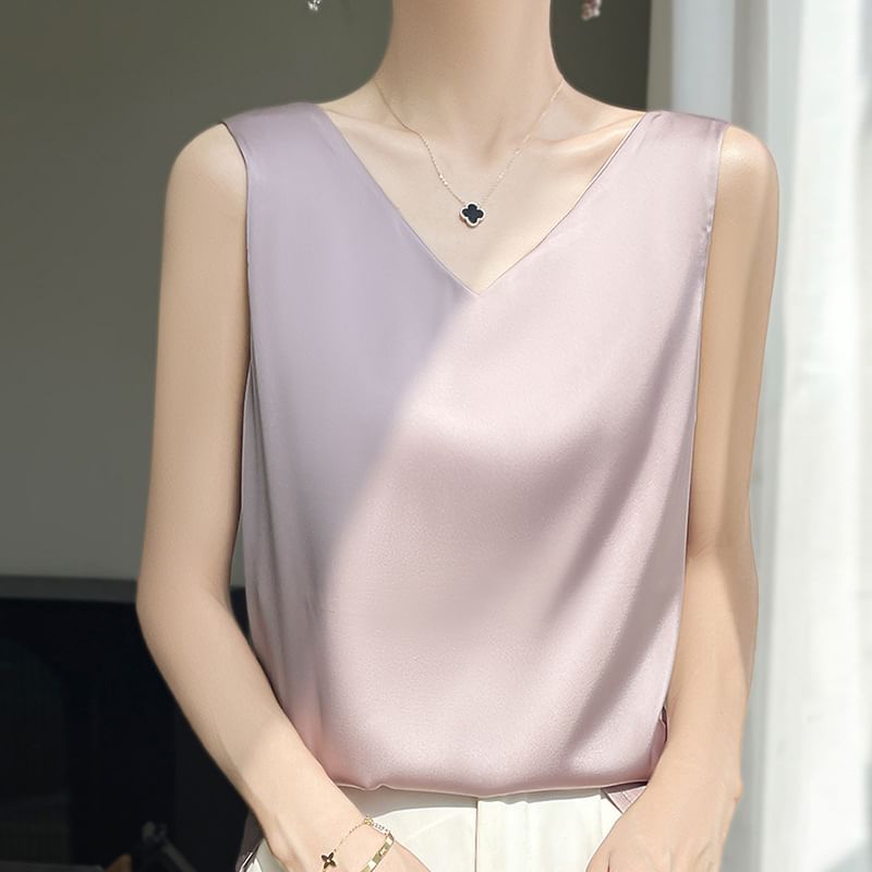 V-Neck Plain Tank Top