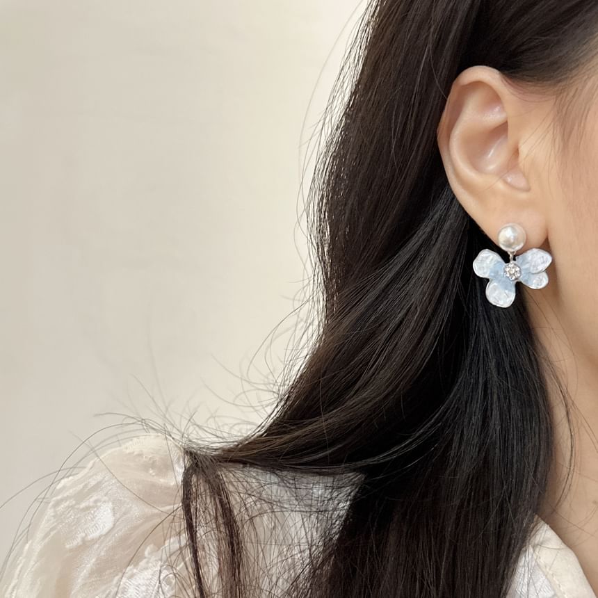 Earring Pearl Alloy Crystal Drop Faux / Butterfly Floral