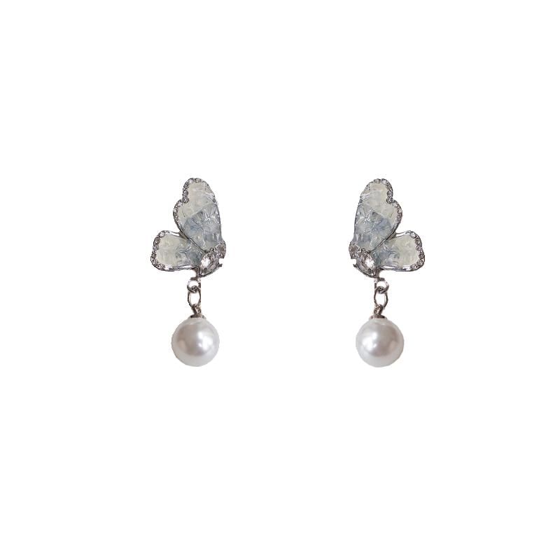 Earring Pearl Alloy Crystal Drop Faux / Butterfly Floral