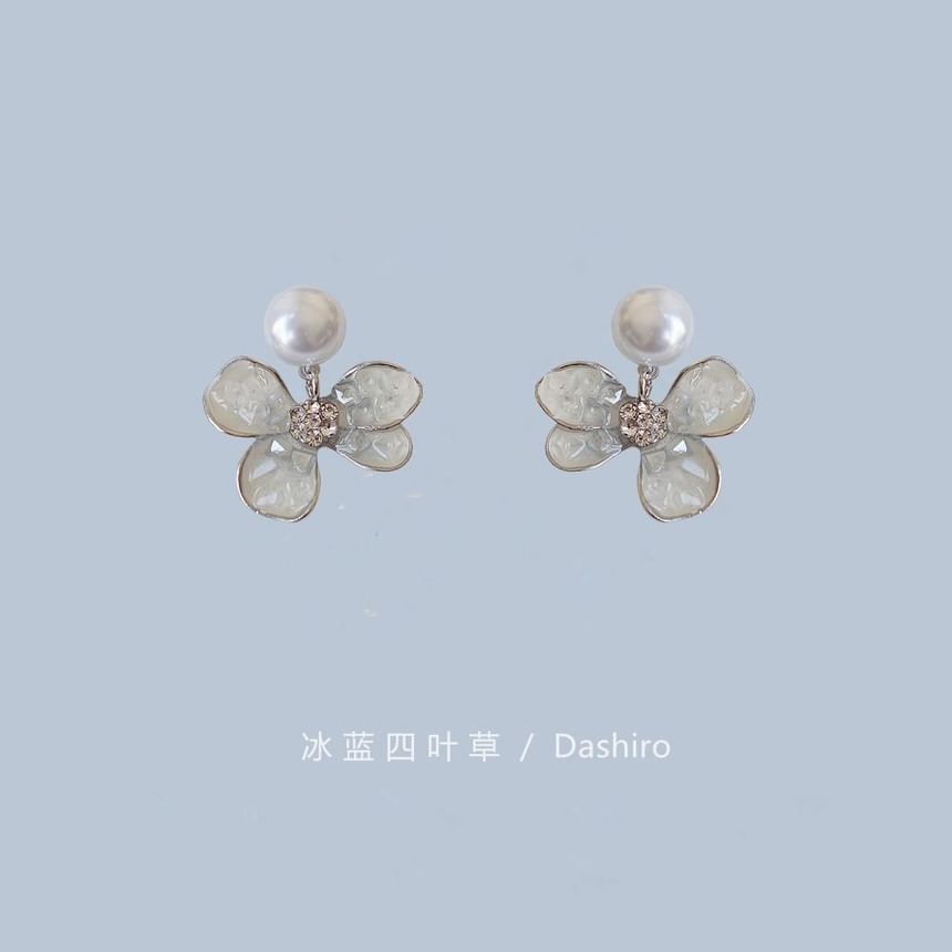 Earring Pearl Alloy Crystal Drop Faux / Butterfly Floral