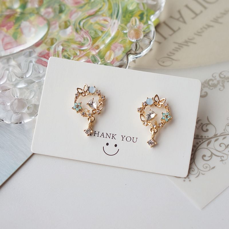 Earring Drop Butterfly Alloy Rhinestone