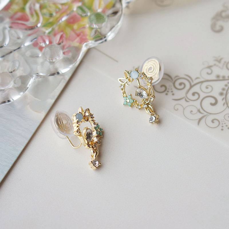 Earring Drop Butterfly Alloy Rhinestone
