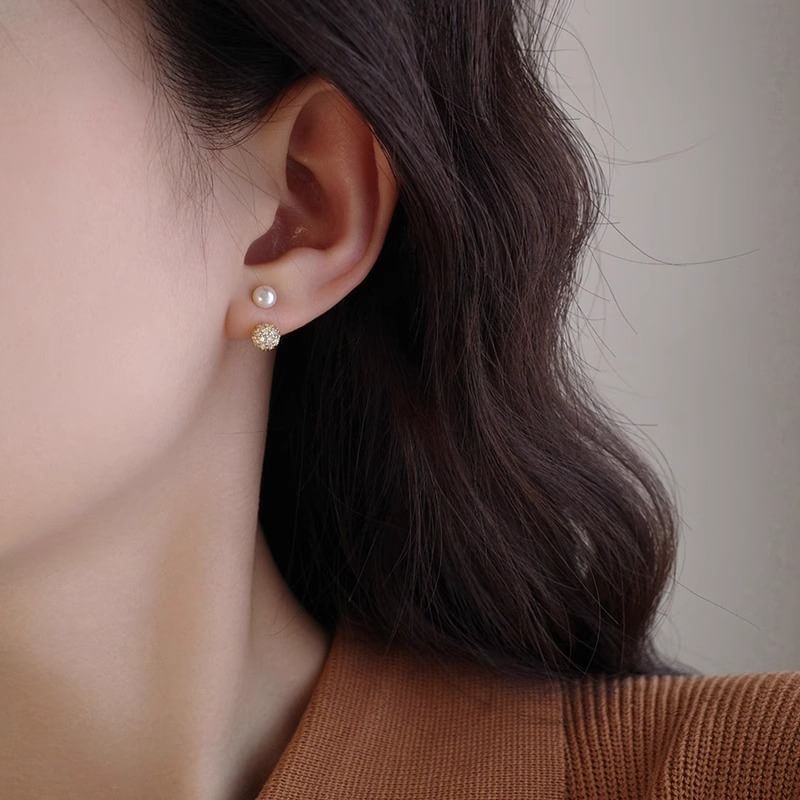 Ear Faux Pearl Rhinestone Jacket