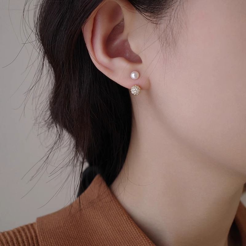 Ear Faux Pearl Rhinestone Jacket