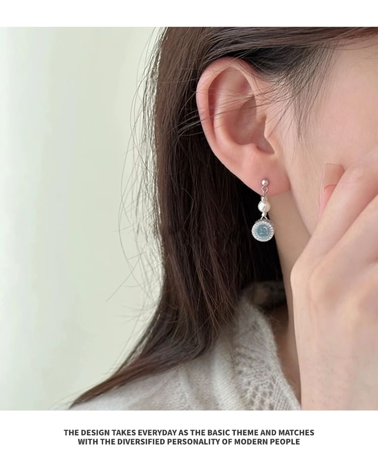 Rhinestone Earring Faux Pearl Drop