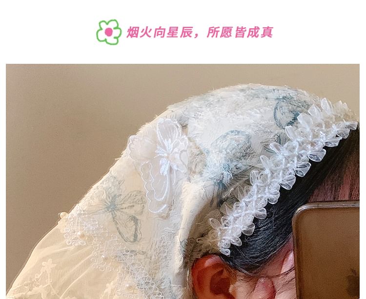Designs) Lace Trim Butterfly Bandana (Various