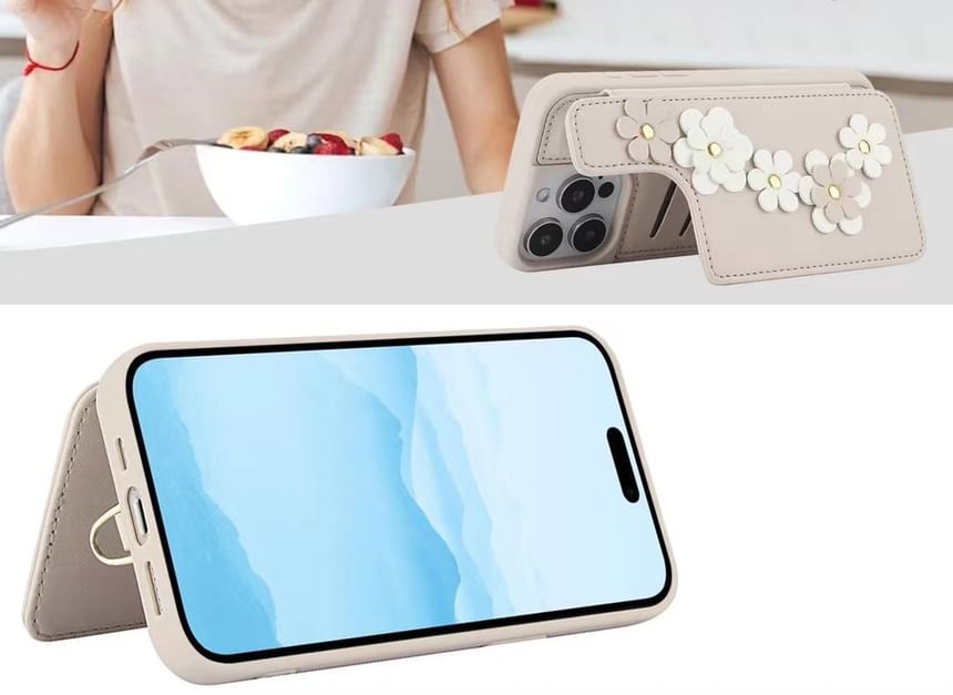 Faux Case Leather Floral Phone