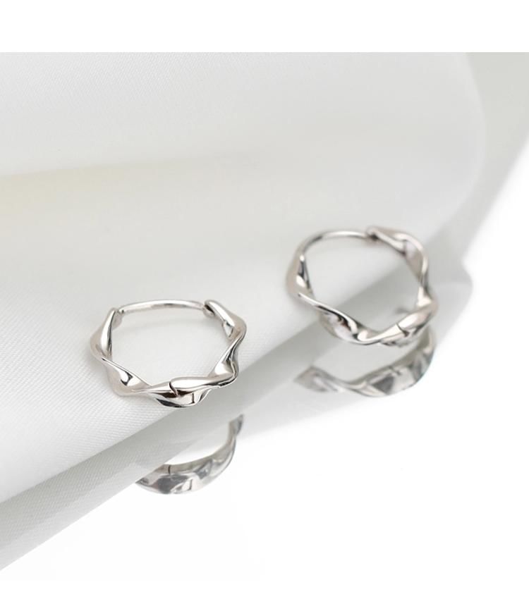 Sterling Earring Hoop Wavy Silver