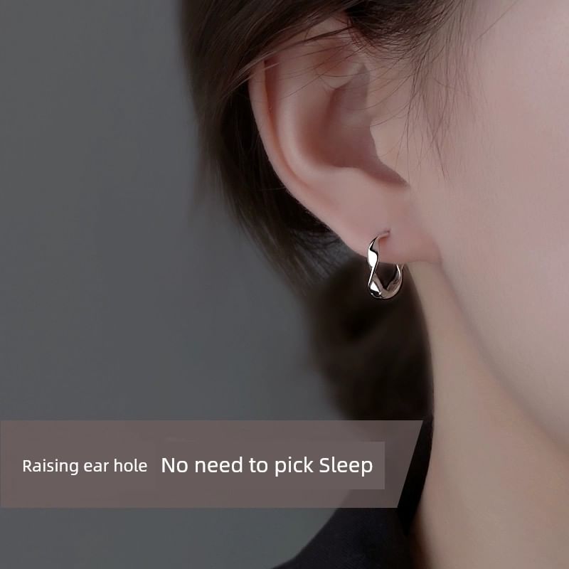 Sterling Earring Hoop Wavy Silver