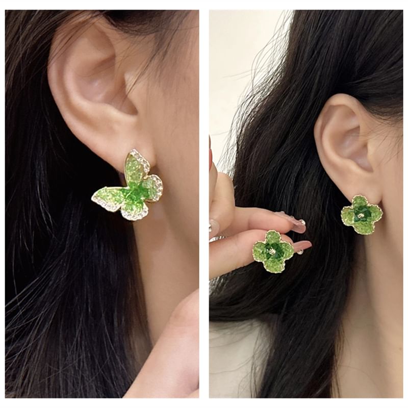 Butterfly / Flower Earring Clip On Stud