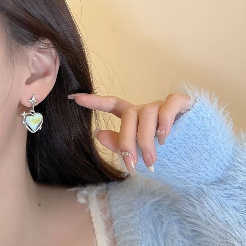 / Earring Star Heart On Clip Drop