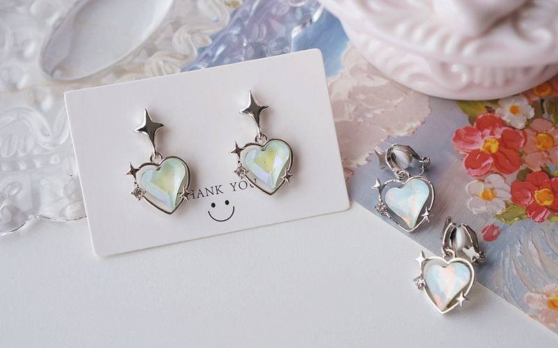 / Earring Star Heart On Clip Drop