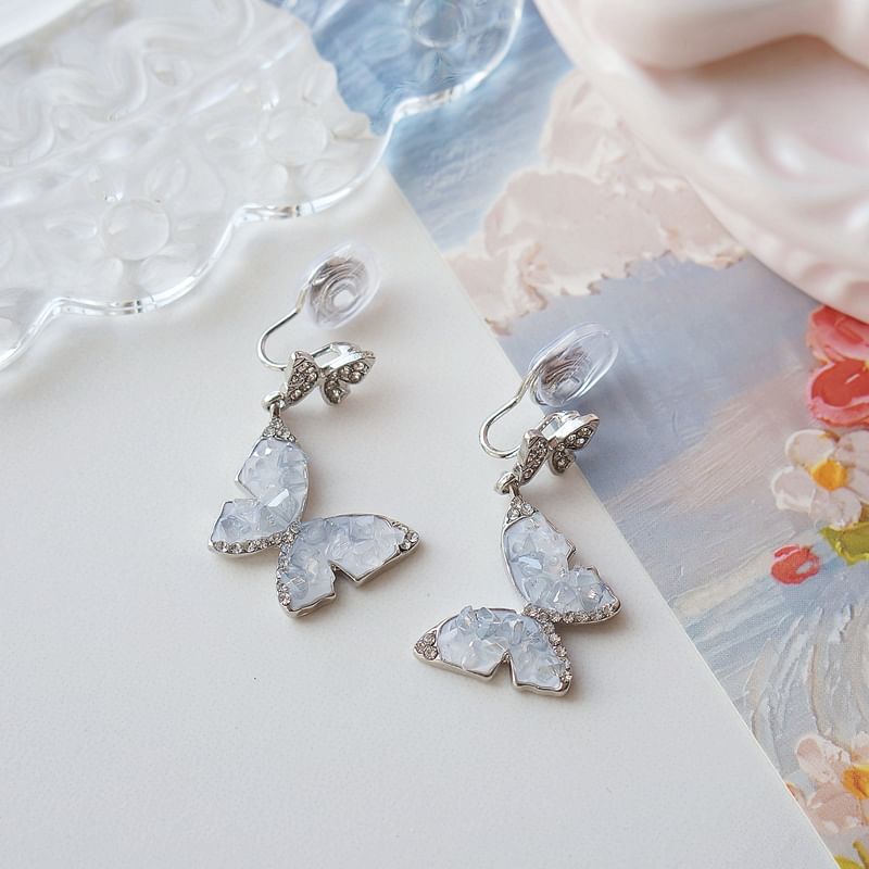 / Butterfly Earring On Drop Clip