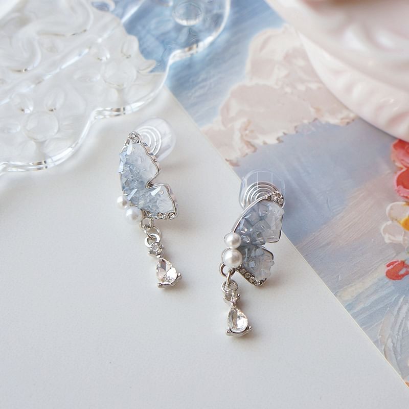 / Butterfly Earring On Drop Clip
