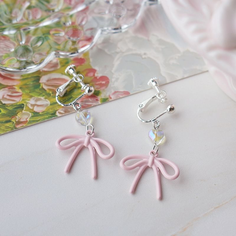 Drop On Earring Clip Bow /
