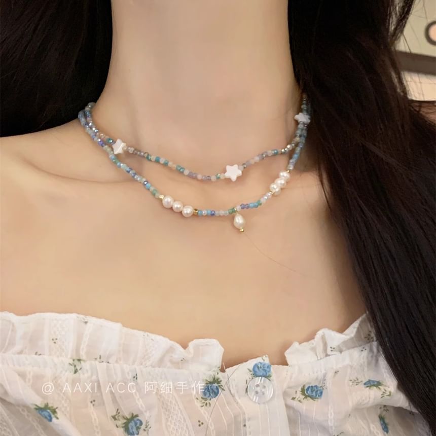 Necklace Pearl Beaded / Faux Star