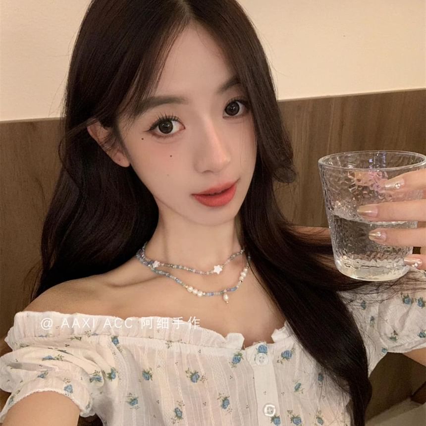 Necklace Pearl Beaded / Faux Star