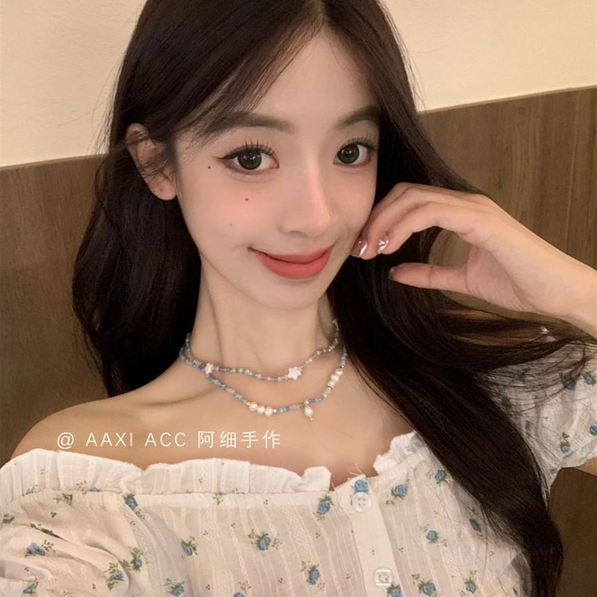 Necklace Pearl Beaded / Faux Star