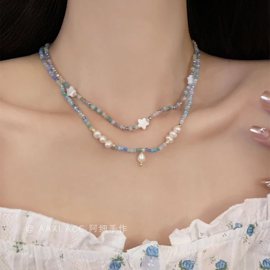 Necklace Pearl Beaded / Faux Star