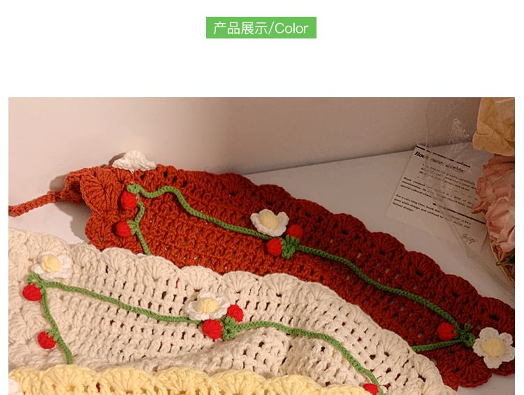 Tie / Floral Hat Hair Bonnet Crochet