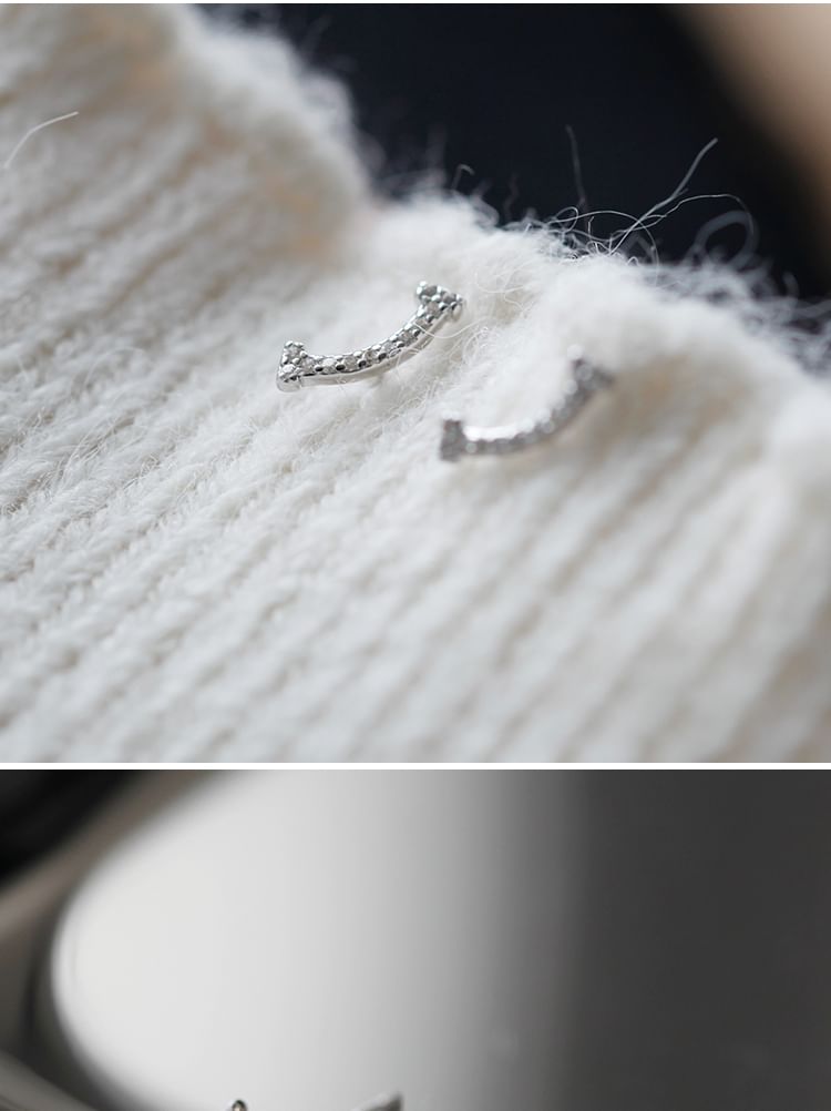 Rhinestone Silver Stud Earring Sterling