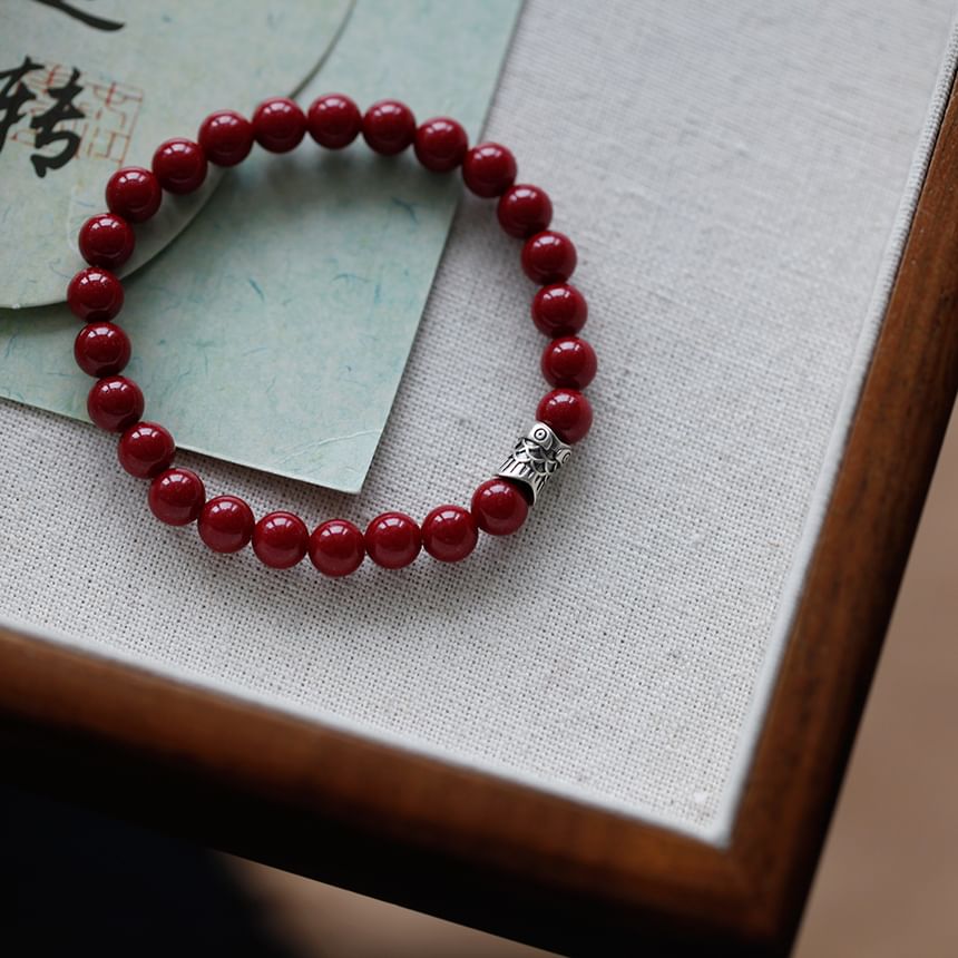 Beaded Bracelet Silver Charm