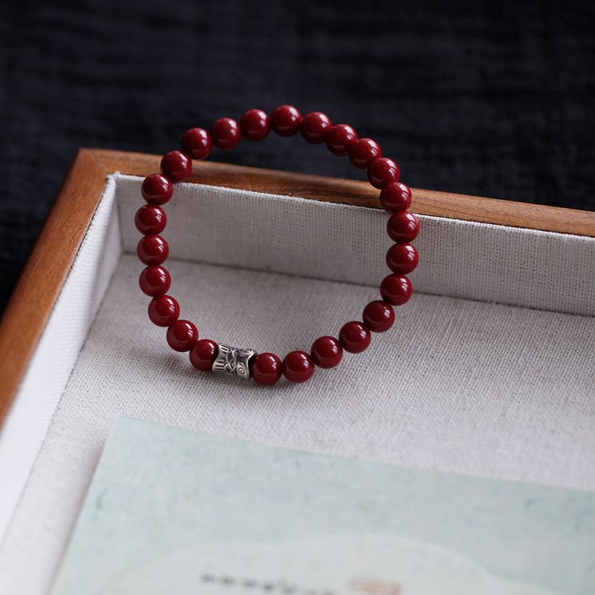 Beaded Bracelet Silver Charm