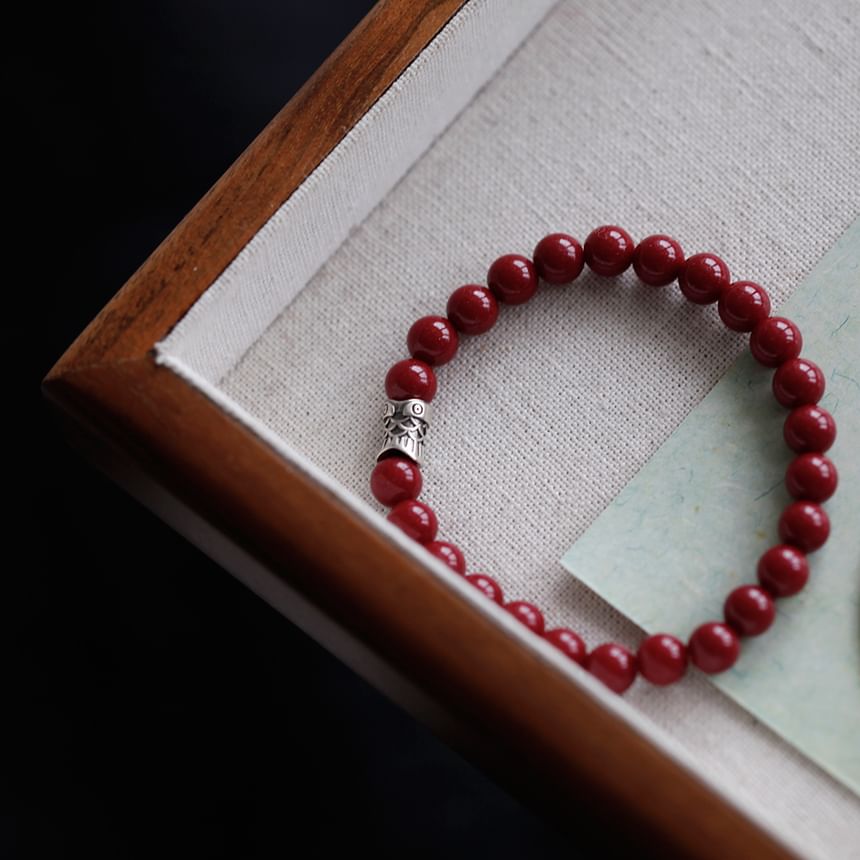 Beaded Bracelet Silver Charm