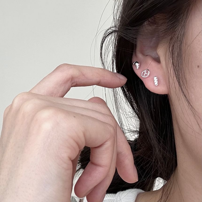 Earring Baguette Sterling Stud Silver